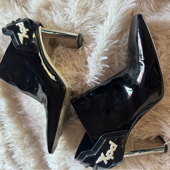 ALYX Size 7 Black‎ Silver Patent Leather Ankle Boots size 7 - Picture 1 of 4